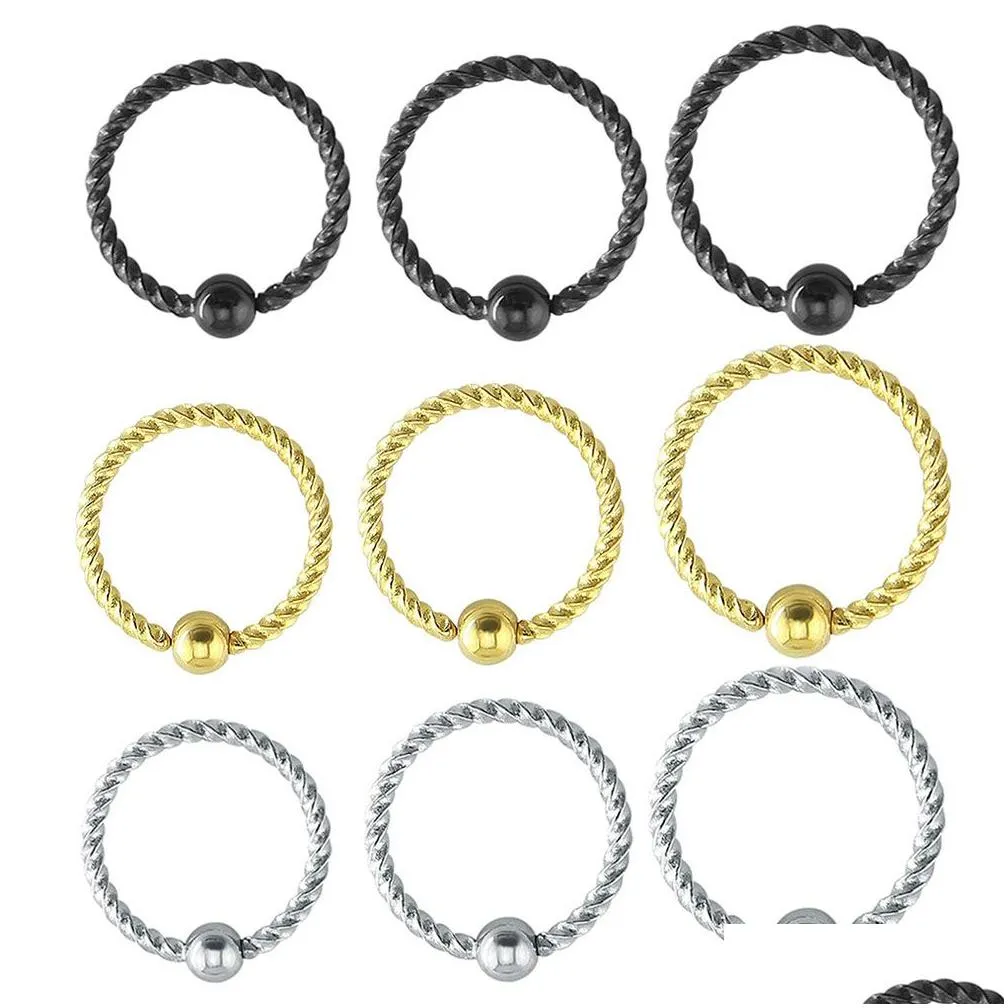 1Pc 6/8/10Mm Stainless Steel Ball Threaded Nose Rings Mixed Color Body Clips Hoop For Women Men Cartilage Piercing Jewelry New