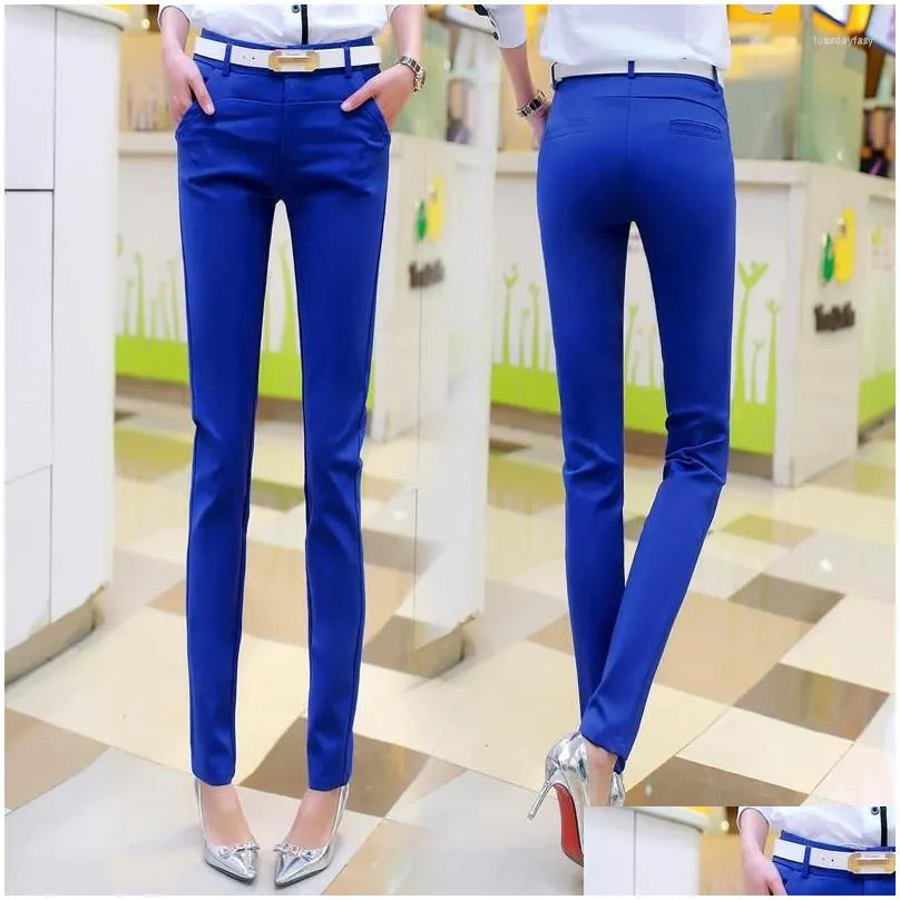 Women`s Pants Plus Size Womens Formal Office Pencil 2023 Elegant Ladies OL Work Pantalones Casual Elastic Cotton Slim Trousers Q601