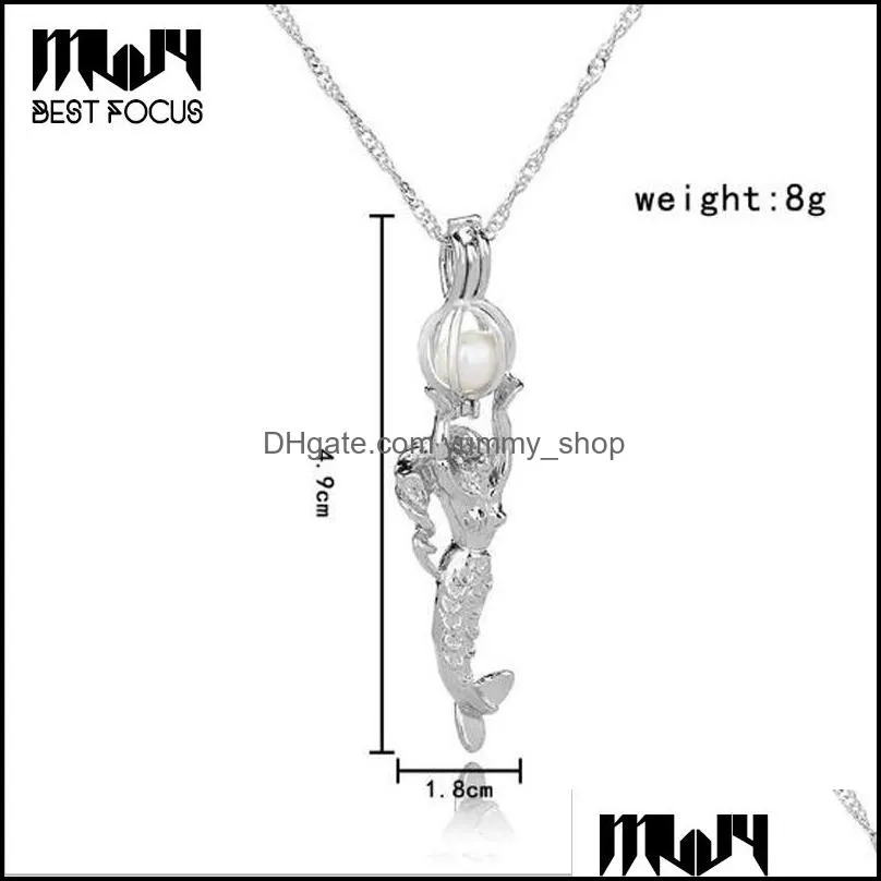 Pendant Necklaces Natural Freshwater Pearl Cage Necklace Sier Pated Jewelry For Women Gem Beads Pendants 14 Styles Drop Deliv Dhgarden Dhl16