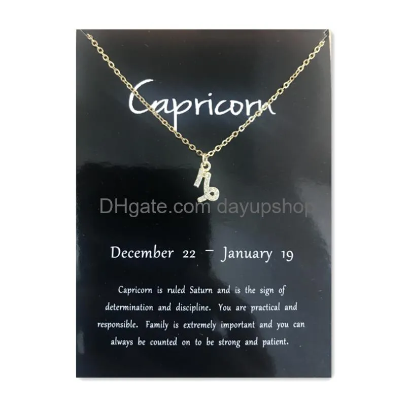 Pendant Necklaces 12 Constellation Zodiac Sign Necklace Horoscope Zircon Stainless Steel Jewelry Galaxy Libra Astrology Gift With Reta Dhhtl