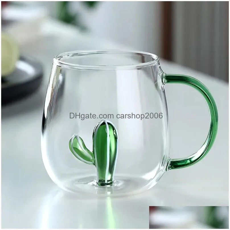 Wine Glasses Cartoon Animal Shape Glass Home 3D Cute High Borosilicate Single Layer Cup Living Room With Guests Juice Cold Drink Dro Dhlue