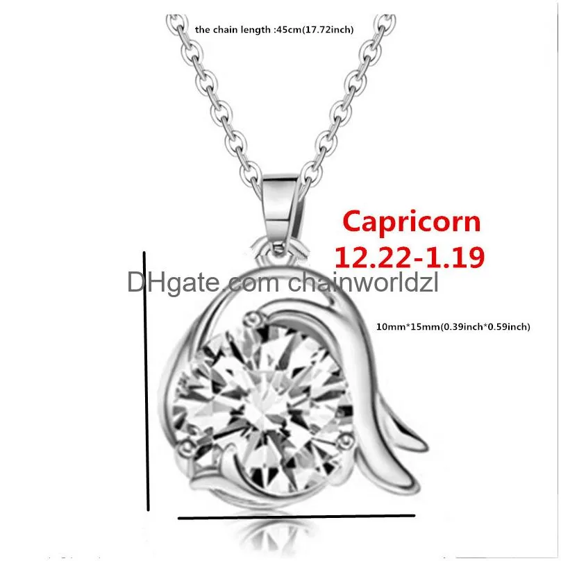 Pendant Necklaces 12 Constellation Zodiac Sign Necklace Horoscope Zircon Stainless Steel Jewelry Galaxy Libra Astrology Gift With Reta Ottwd