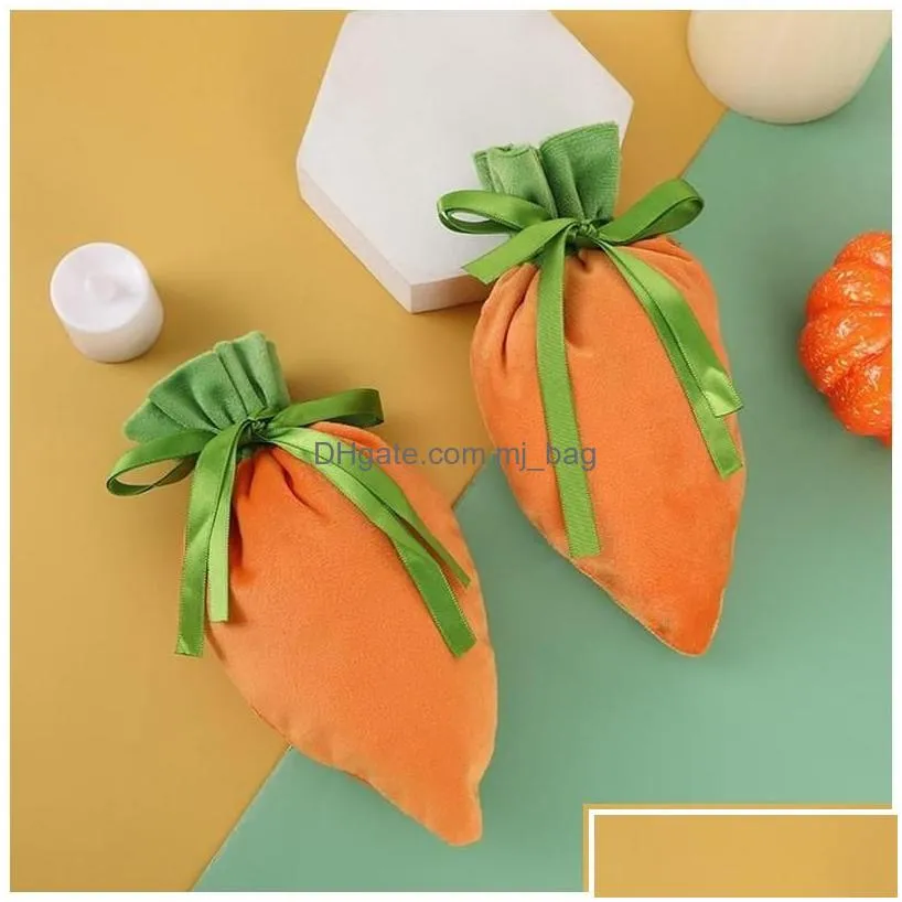 Other Event & Party Supplies Easter Veet Gift Bag Carrot Jewelry Basket Candy Bags With Dstring For Decorations Cookie Snack Sto Drop Dhypu