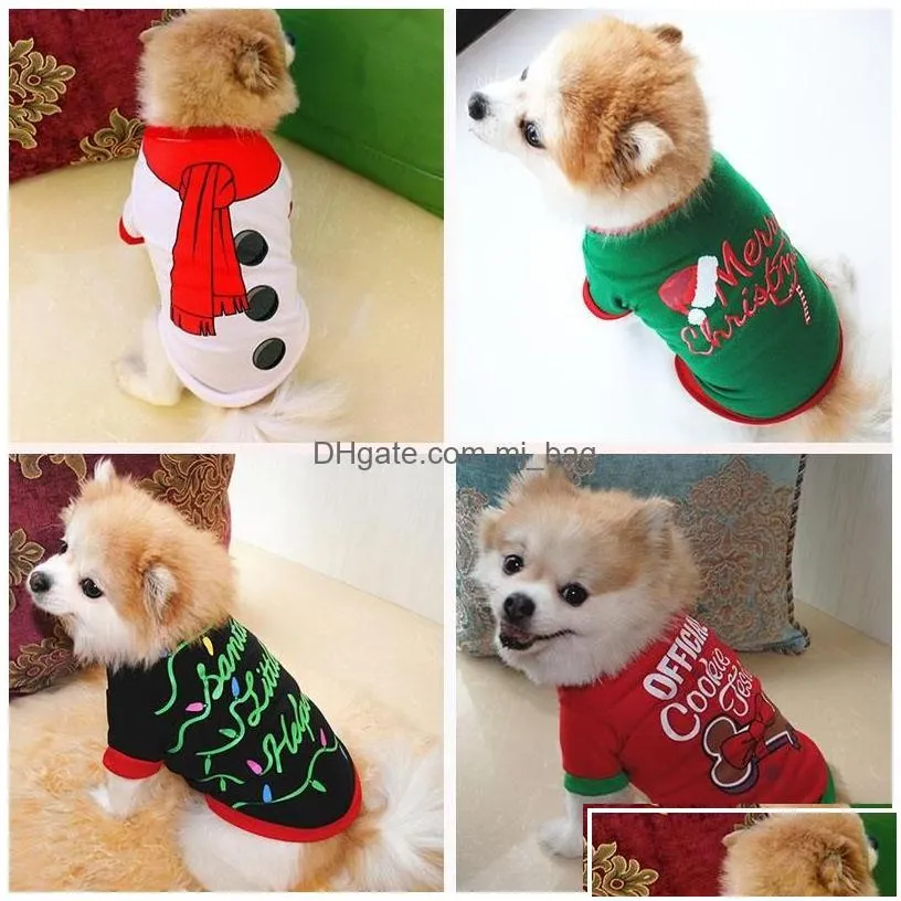 Dog Apparel 2021 Christmas New Year Pets Dogs Clothes For Small Medium Costume Chihuahua Pet Shirt Warm Clothing Yorkshire Drop Deli Dh1Dt