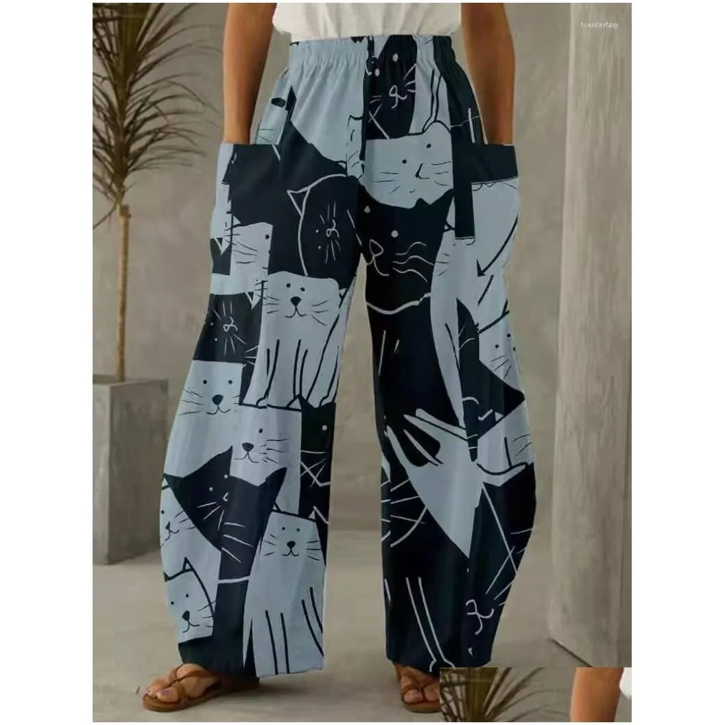 Women`s Pants Women Fashion Wide Loose Wide-leg African High-waist Straight-leg Fitness Trousers Pocket Yogo Pant Sportwear