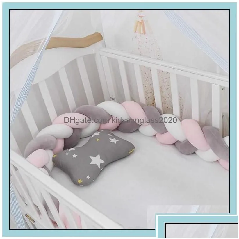 Bed Rails Baby Bumper Braided Crib Bumpers For Boys Girls Infant Protector Cot Tour De Lit Bebe Tresse Room Decor Q0828 Drop Del Del