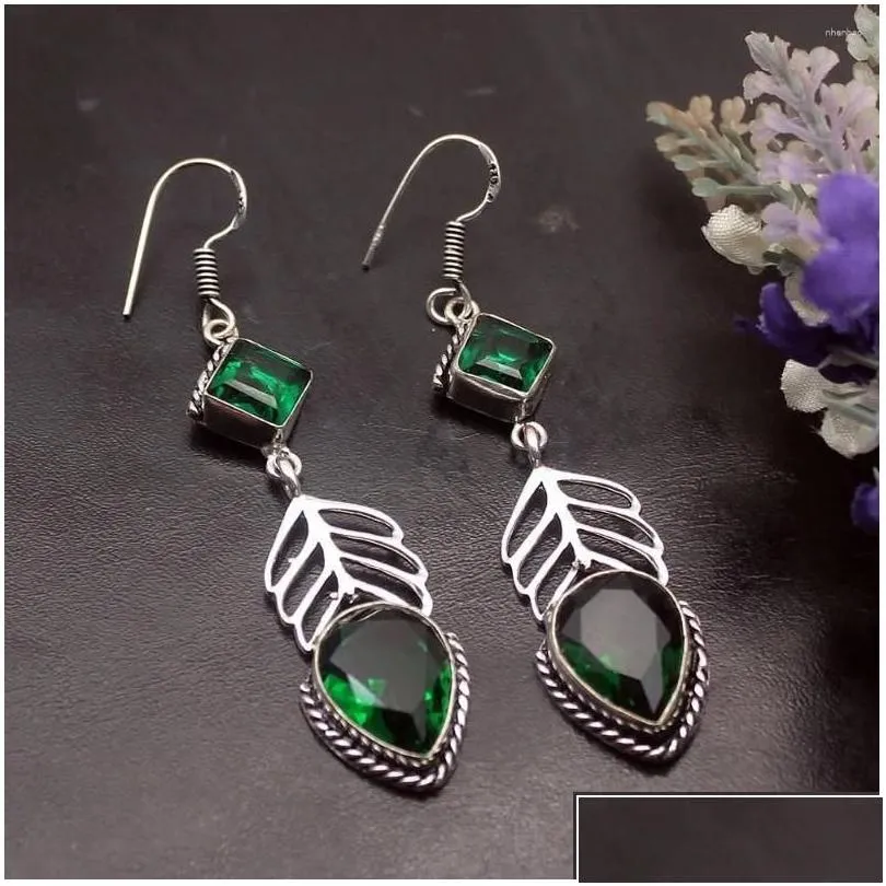 Dangle Chandelier Earrings Hermosa Amazing Coming Vintage Greentopaz For Women 2 5/8 Inch A87 Drop Delivery Jewelry Ot8Bu