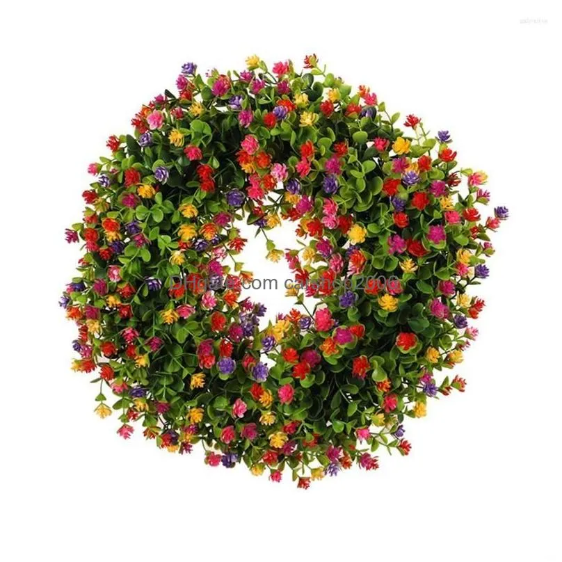 decorative flowers colorful artificial wreath wall hanging floral garland for front door window farmhouse decoration