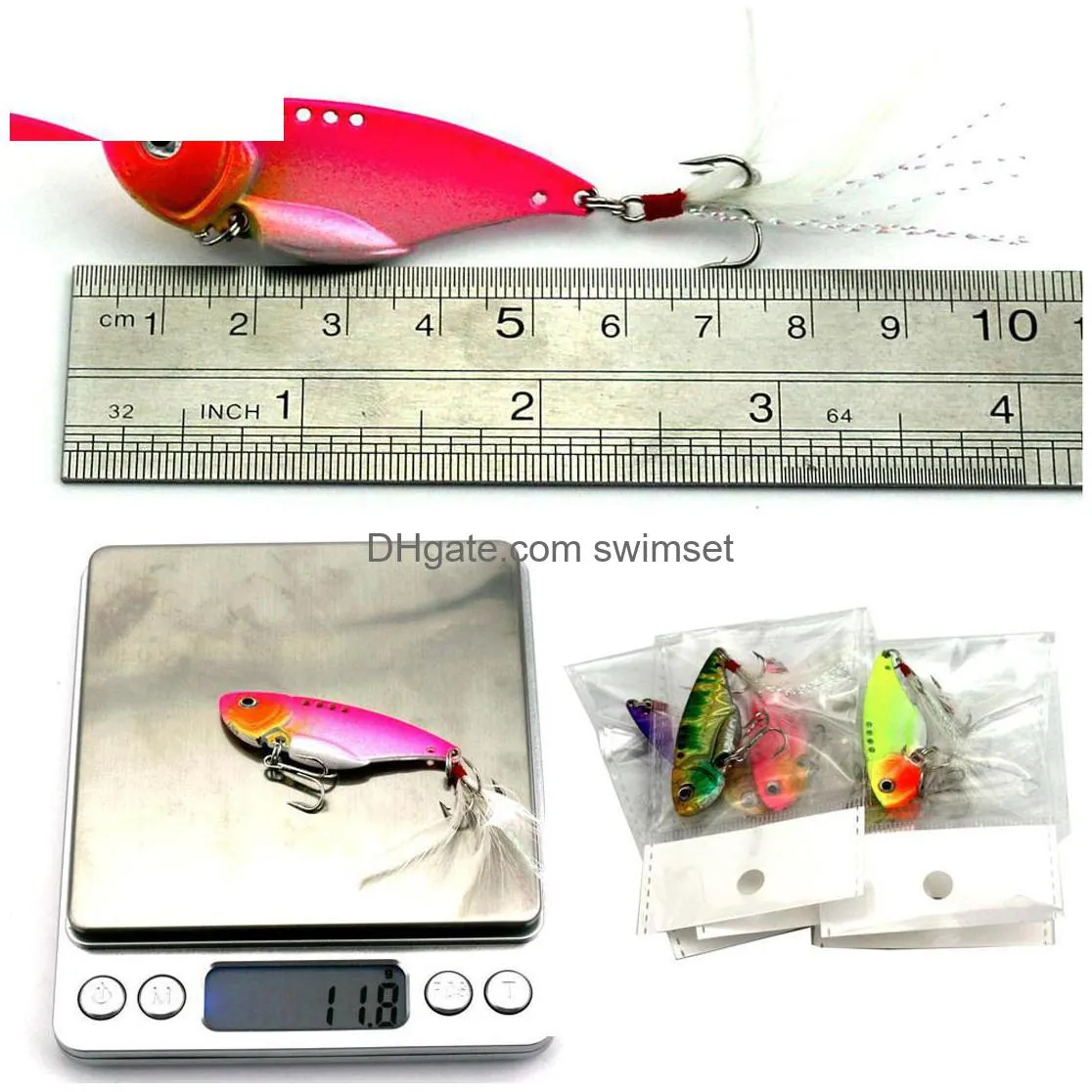 50Pcs Vibrators Fishing Lures 5.5Cm 11.8G Vib Spoon Squid Bait Lure Top Water Tackle Drop Delivery Dhp70