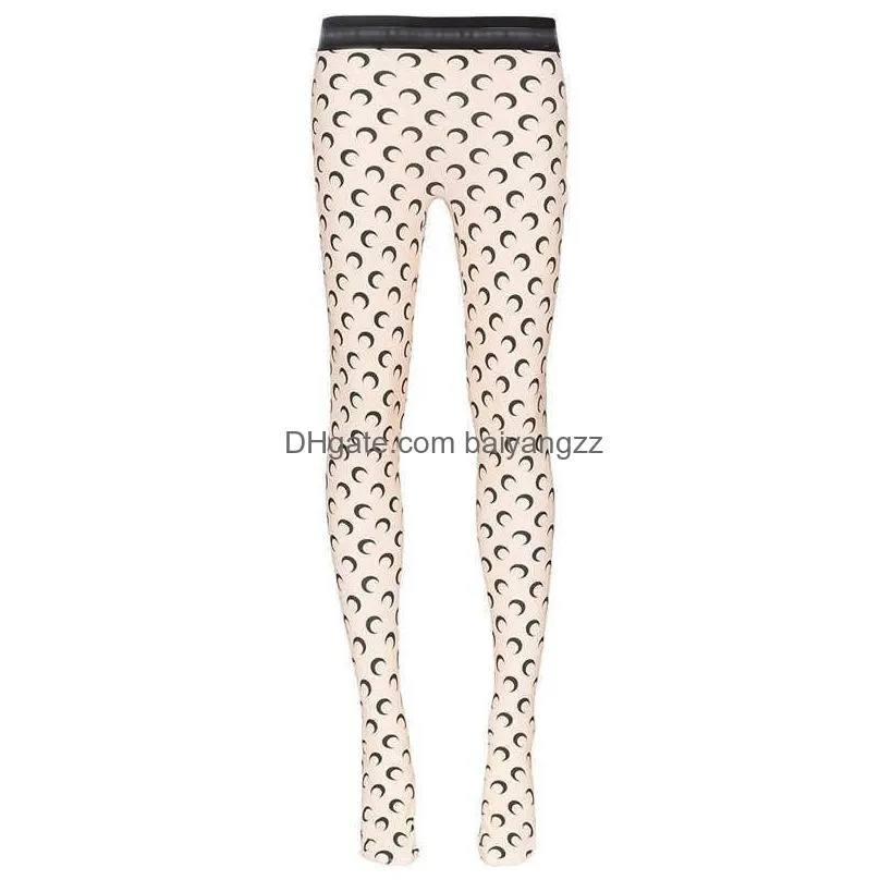 crescent moon print solid color leggings summer women trousers 2 kind style chic bodycon pants outfits s-xl q0527