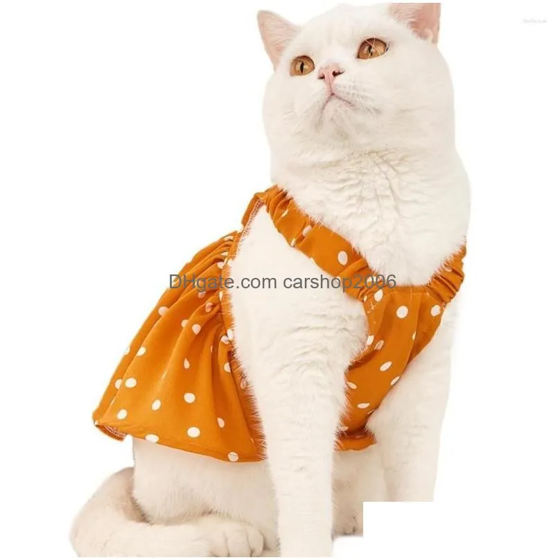 dog apparel pet skirt doting print elastic shoulder strap sling summer kitty clothes outfits for pograph