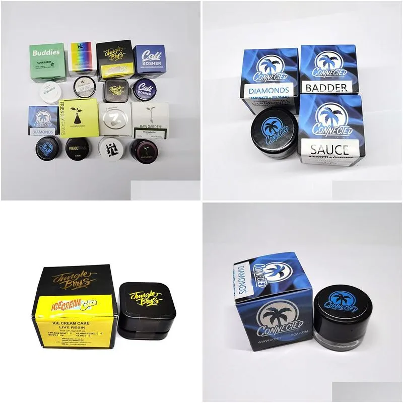 wholesale 1g jungle boys jar Connected Gelato Live Resin Badder Glass Packaging Jar Box Package jungle boys Live Sauce 0.035oz Container wholesale Childproof Caps with