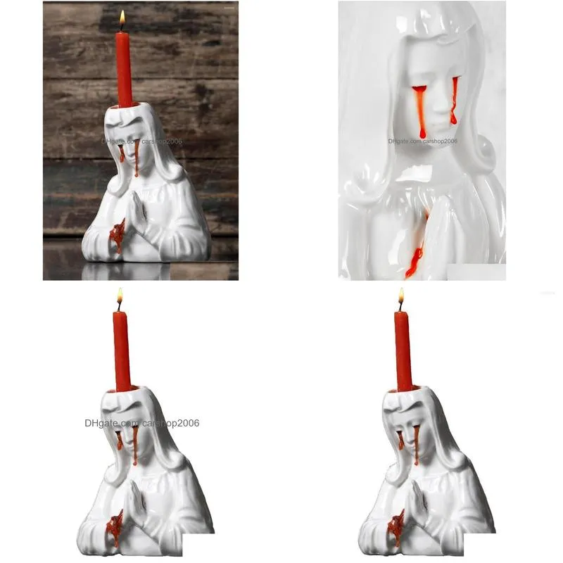 candle holders strange home deocr candlestick creative weeping mary holder resin decoration ornaments crafts