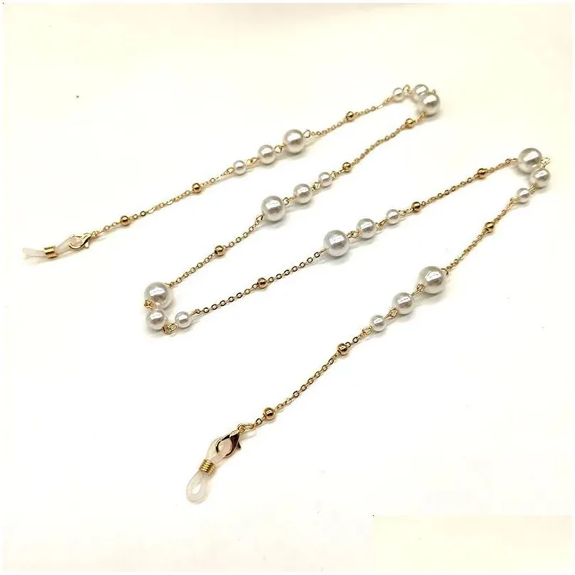 Eyeglasses Chains Sunglass Chain Beaded Pearl Eyeglass Lanyard Holder Strap Sile Loop Necklace Outside Casual Accessory 231110 Drop D Dhksm