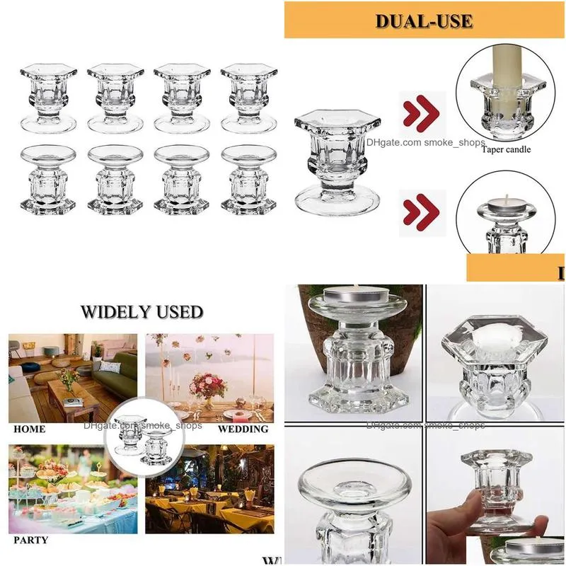 candle holders 8pcs glass wedding stick fine transparent crystal stand dining home decoration 230420