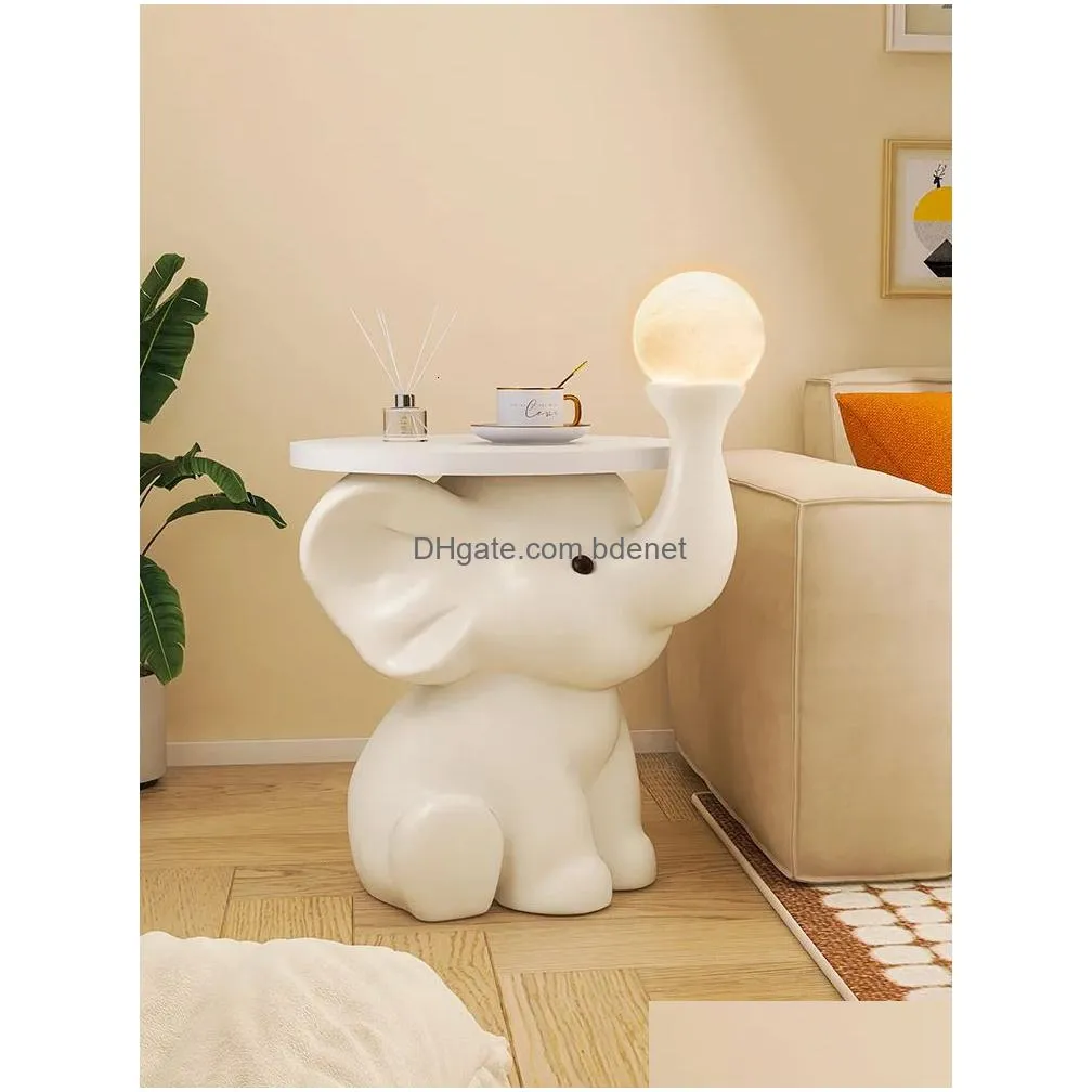 Decorative Objects & Figurines Home Decor Scpture Elephant Statue Bedside Table Small Light Storage Rack Room Creative Coffee Tables H Dh8Il