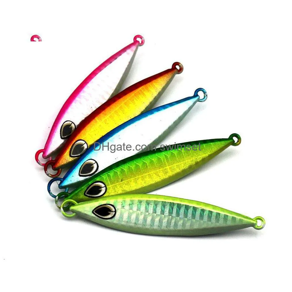 10 Pieces/Lot Metal Jigging Spoon 20G 30G 40G 60G 3D Laser Printing Fishing Lead Sinker Jig Super Hard Fish Bait Drop Delivery Dhpni