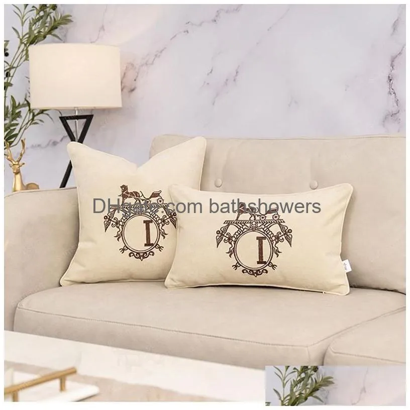 Letter Luxury Square Cushion Designer Decorative Pillow Luxurys Designers Cotton Decor Living Room D2112285Z Drop Delivery Dhxas