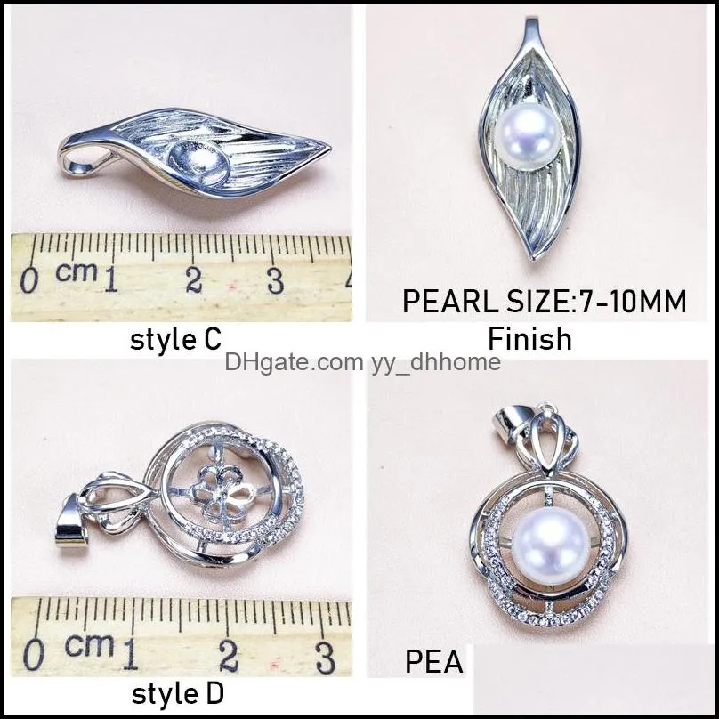 Jewelry Settings Pearl Pendant 925 Sliver 10 Styles Necklace For Women Girl Fashion Diy Wedding Gift Drop Delivery Dhgarden Dhruu