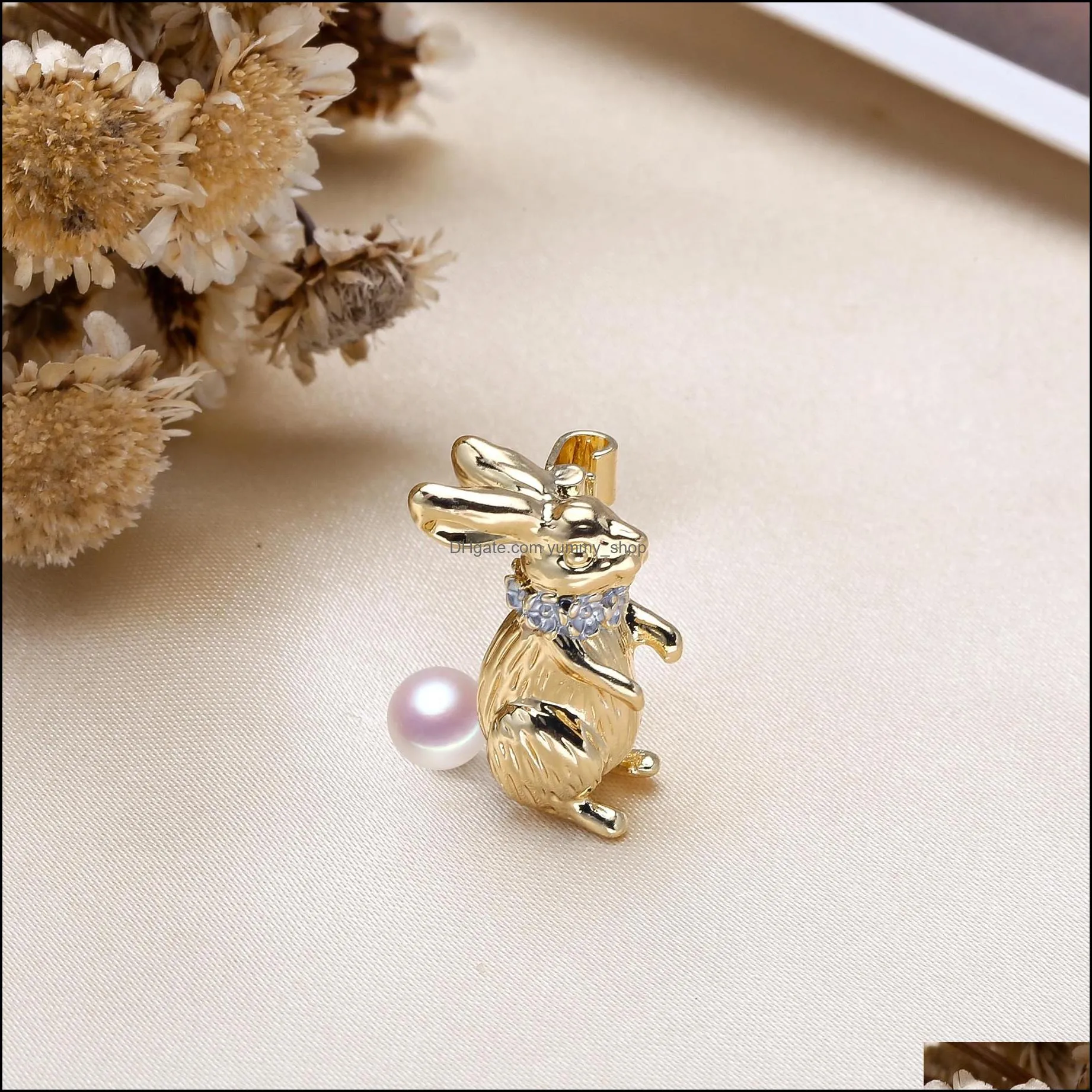 Jewelry Settings Rabbit Pearl Brooch Setting Gold For Women Fashion Accessories Diy Pins Christmas Gift Drop Delivery Dhgarden Dhl8N