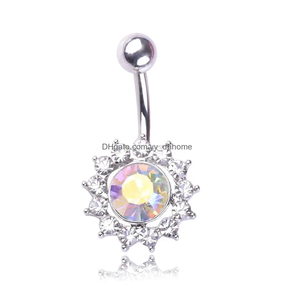 sexy wasit belly dance crystal body jewelry stainless steel rhinestone navel bell button piercing dangle rings for women star sun