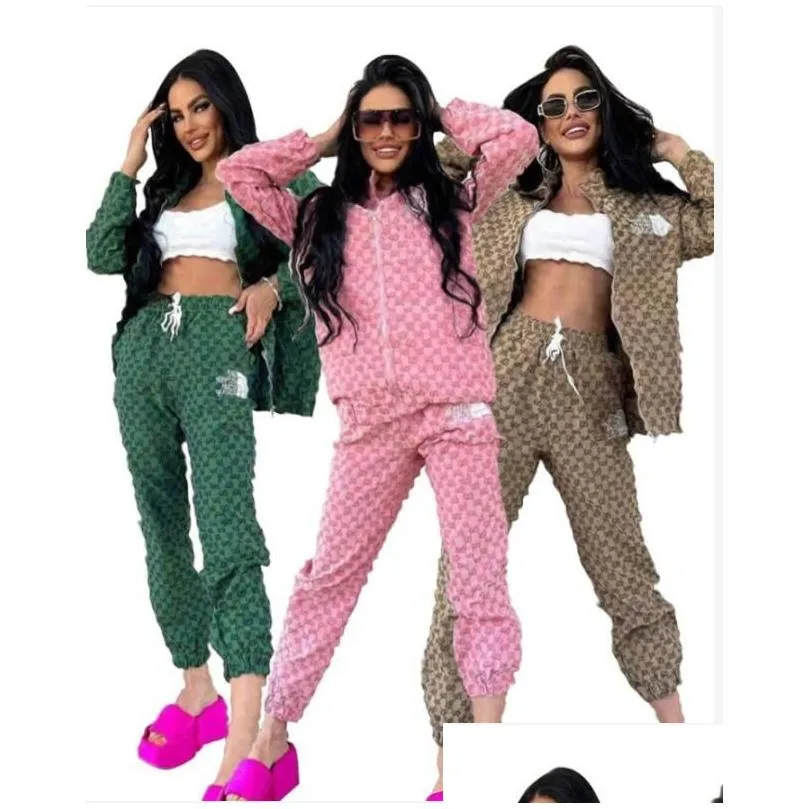 New brand for Women`s Two Piece Pants Tracksuits Casual Fashion girls printed Two-piece Jogger Set jacket + pant Ladies Tracksuit Sweat