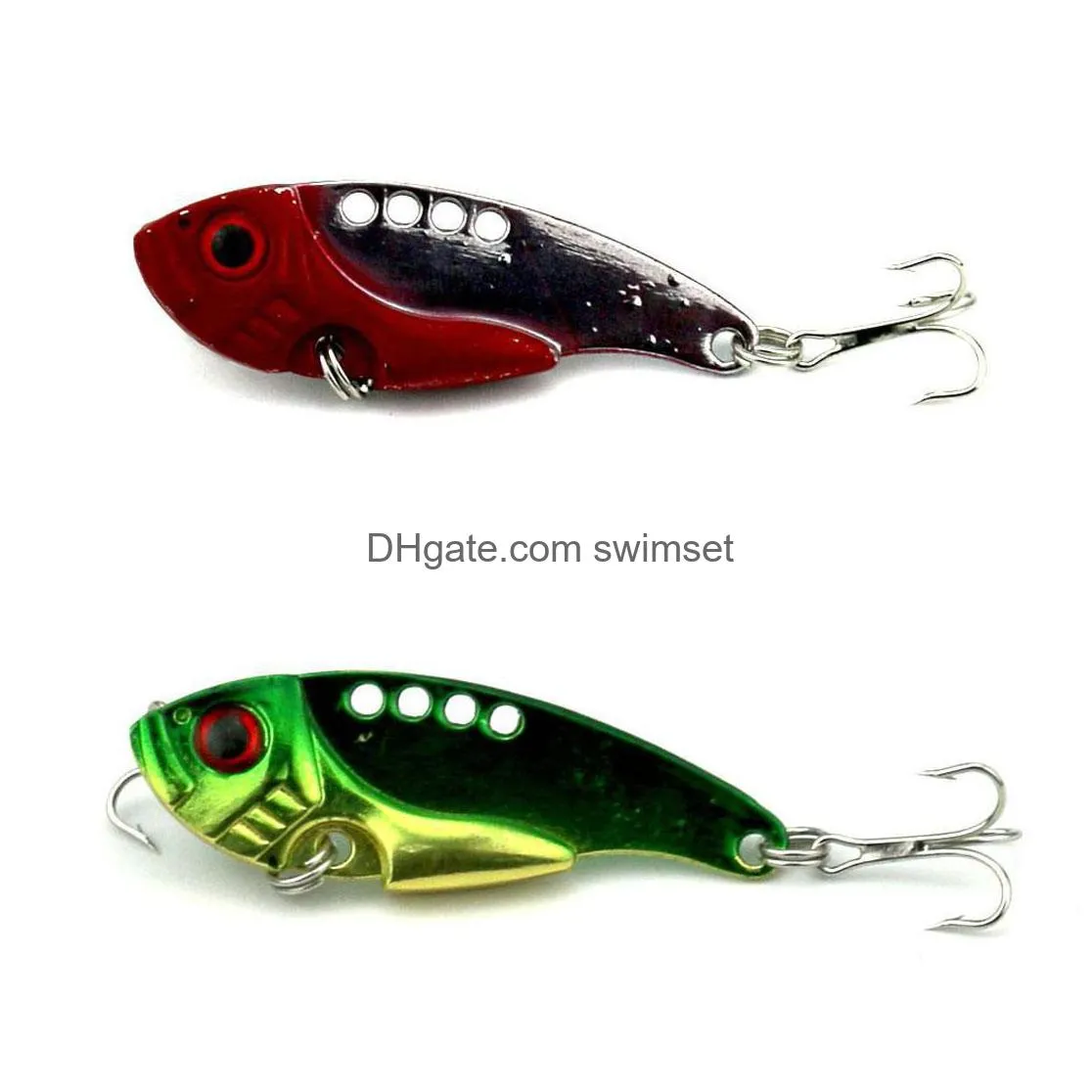 100Pcs 11G/0.388Oz 5.5Cm/2.16 Fishing Lures Set Spoon China Metal Vib Sequins Fish Hard Bait Bass Vibration Lure Crankbait Drop Deliv Dhezt