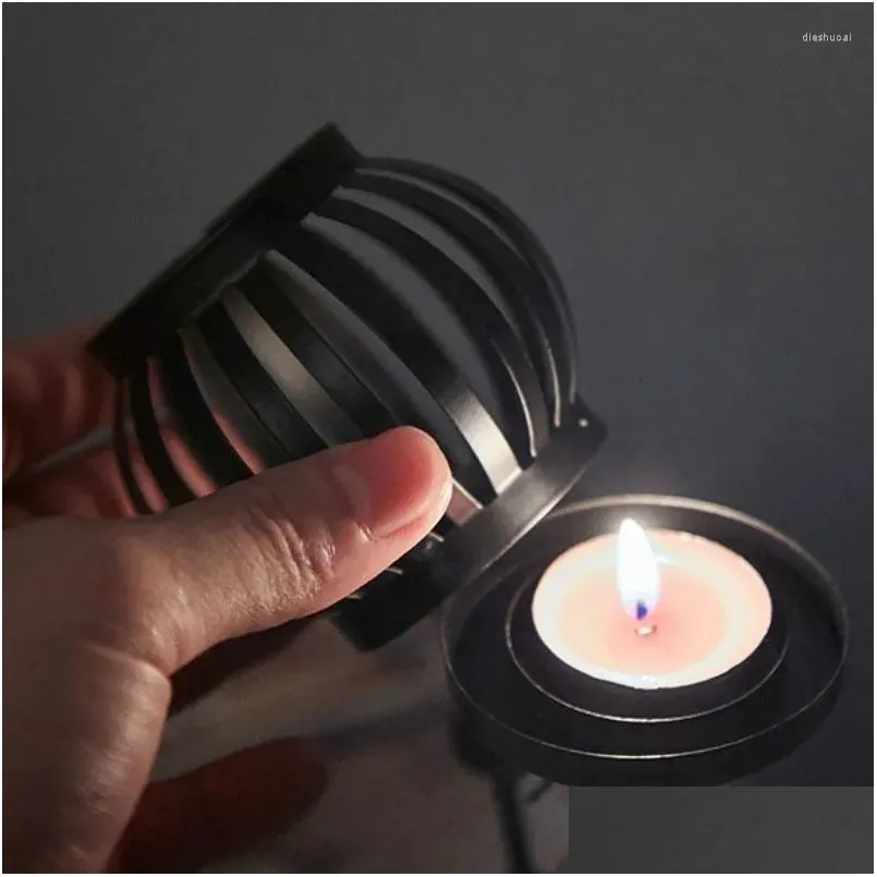 candle holders retro metal iron black lantern candlestick europe style hollow out cage holder candleholder gifts home shop decoration