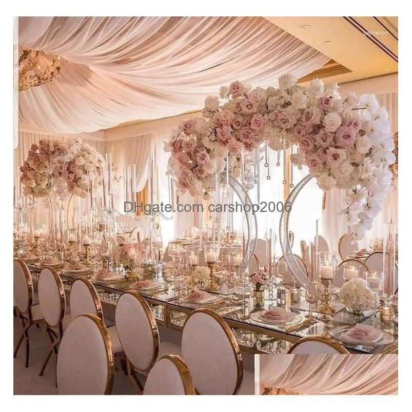 Party Decoration 10Pcs80Cm Tallgold Metal Road Lead Flower Vase Stands Table Centerpiece Wedding Qq323 Drop Delivery Home Garden Fes Dh8Aw