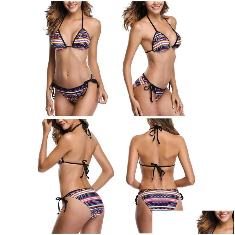 Women`S Swimwear Haunted Mansion Print Y Bikini Push Up Women Biquini Feminino Mujer Swimsuit Swimming Bathing Suit Bikinis Set 22061 Dhvn9