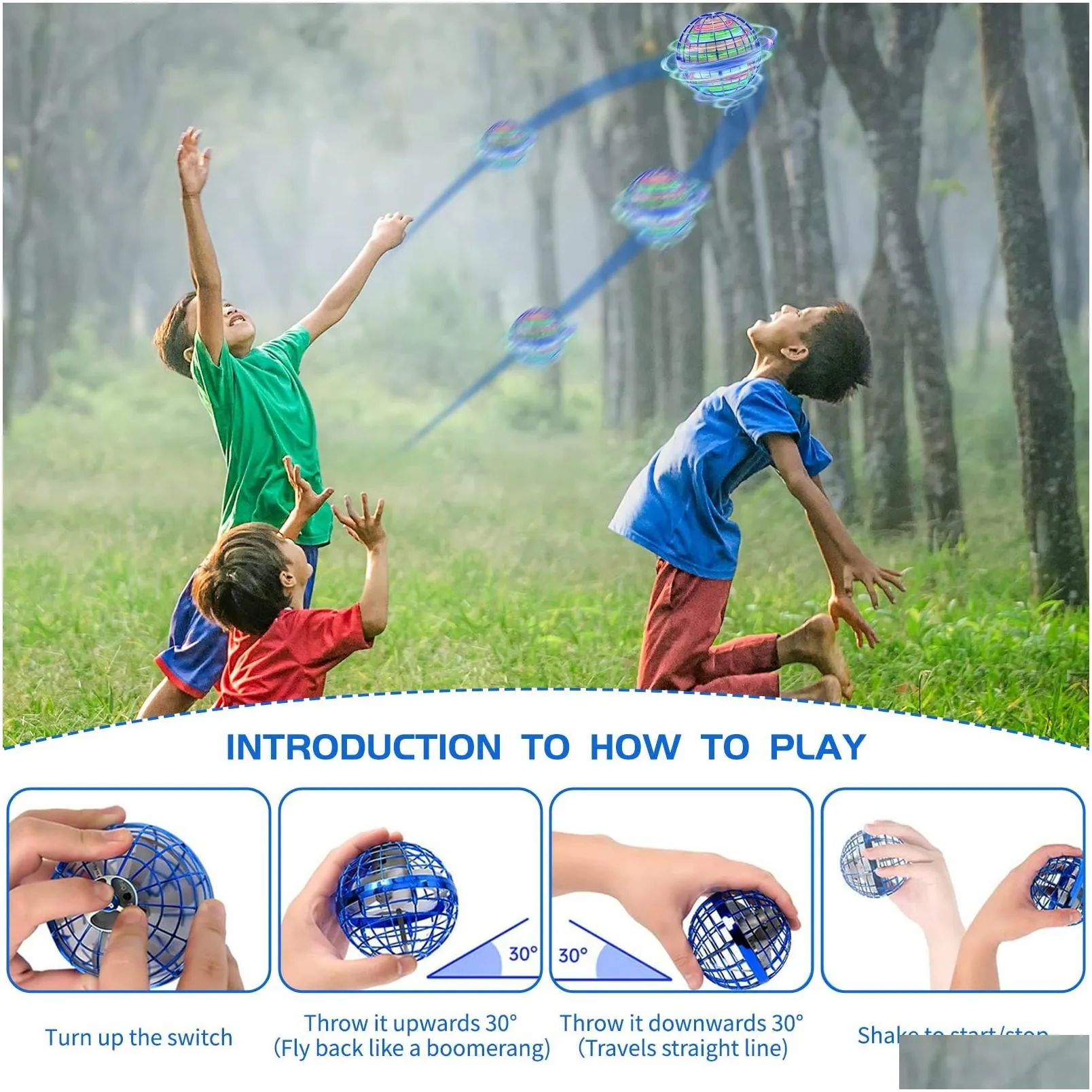 Magic Balls Flying Orb Hover Pro Toy Hand Controlled Floating Ball With Rgb Light 360ﾰ Spinning Spinner Mini Drone Cosmic Boomerang D Dh6T9