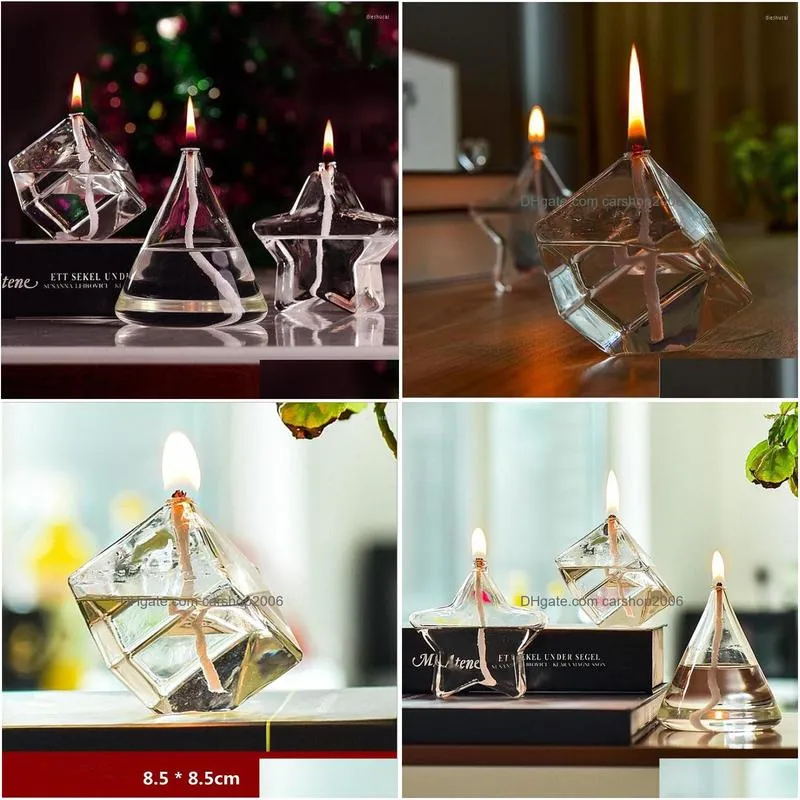 candle holders cubic shaped glass oil lamp wedding decoration handcraft portacandela friend gift holder