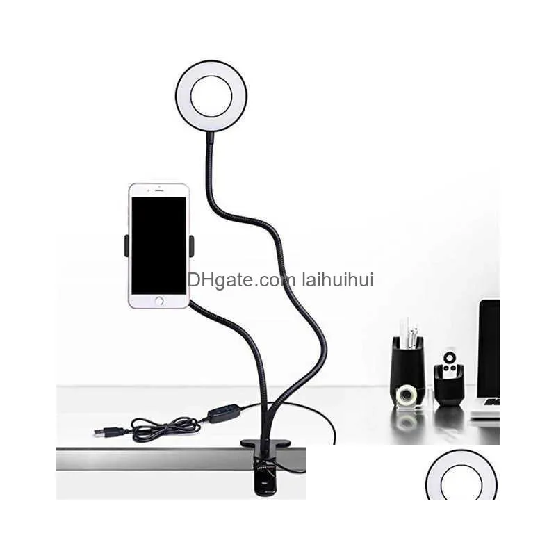 car universal selfie ring light with flexible mobile phone holder lazy bracket desk lamp led light for live stream office kitchen