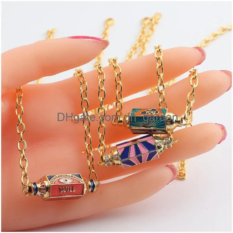 Pendant Necklaces Voleaf Hip-Hop Enamel Personality Evil Eye For Women Fashion Jewelry Vne143 Drop Delivery Dhgarden Dh45G