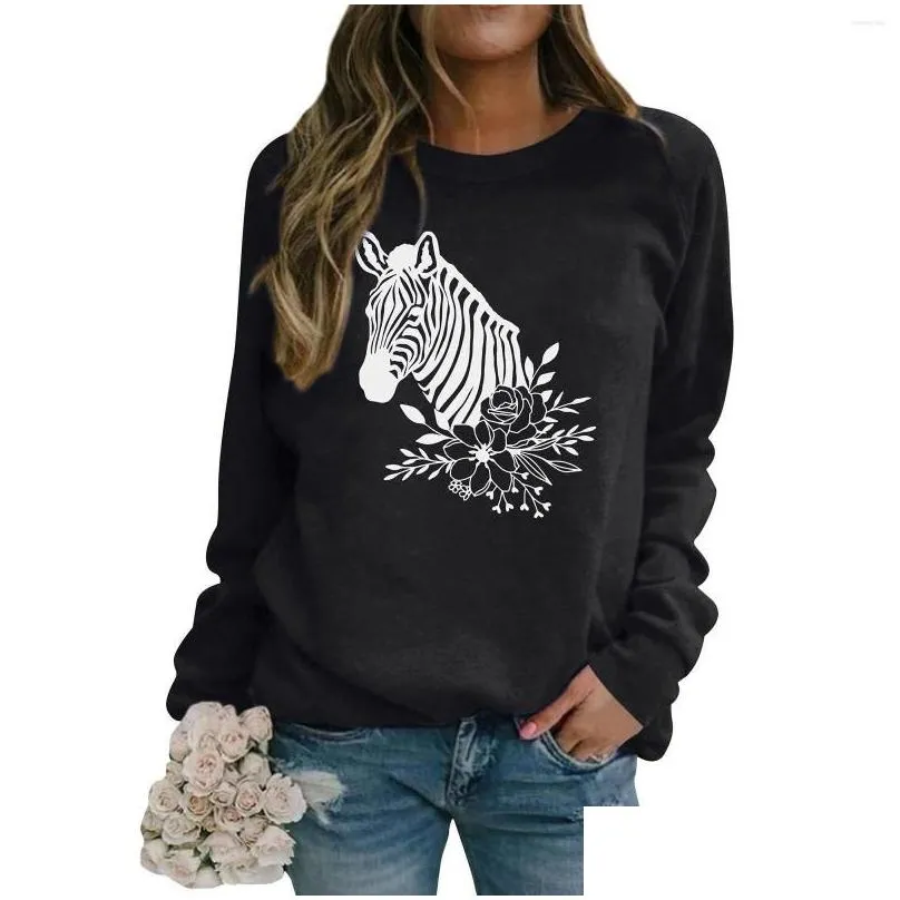 Women`s Hoodies Zebra Pattern Hoodie 3d Print Women Casual Fashion Round Neck Sweatshirts Long Sleeves Tops Oversized Pullover