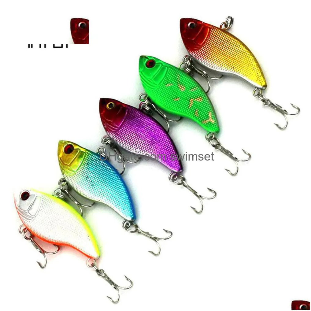 5Pcs The New Design Painting Fishing Lure 5.5Cm/2.16In 9.1G/0.35Oz Vib Bait 5 Color Crankbait Tackle Drop Delivery Dhkss