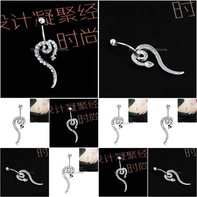 sexy wasit snake animal belly dance crystal body jewelry stainless steel rhinestone navel bell button piercing dangle rings for