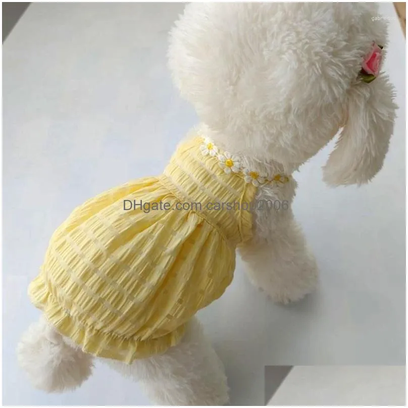 dog apparel sweet summer clothes loose designer puppy weeding dress clothing floral collar princess lantern skirt for small dogs