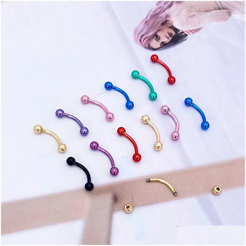 10pcs/lot Surgical Steel 3MM Ball Eyebrow Piercing Internally Threaded Curved Barbell Helix Earring Lip Ring Nipple Rings Body Jewelry