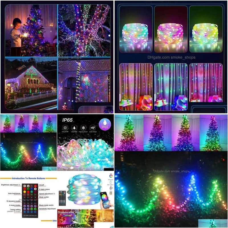 christmas decorations dream color light string music app control rgb fairy lights birthday party wedding garland decor usb power 5v