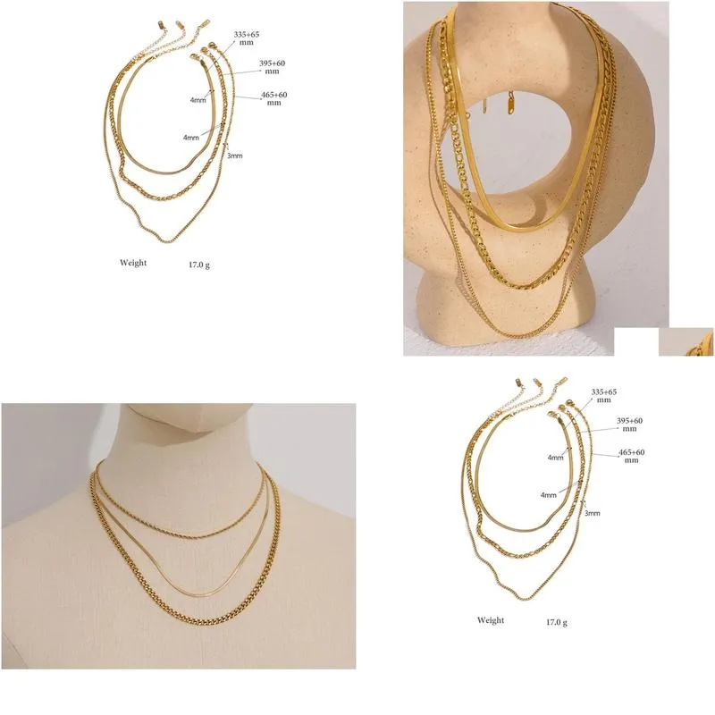 14k Yellow Gold Chain Layered Necklace Separated Set for Women Statement Golden Waterproof Collar Necklace Jewelry