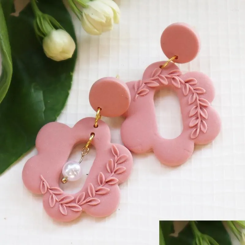 Dangle Earrings Fashion Handemad Polymer Clay Earring Asymmetr For Women Girl Trendy Flowers Pearl Pendant Jewelry Gift