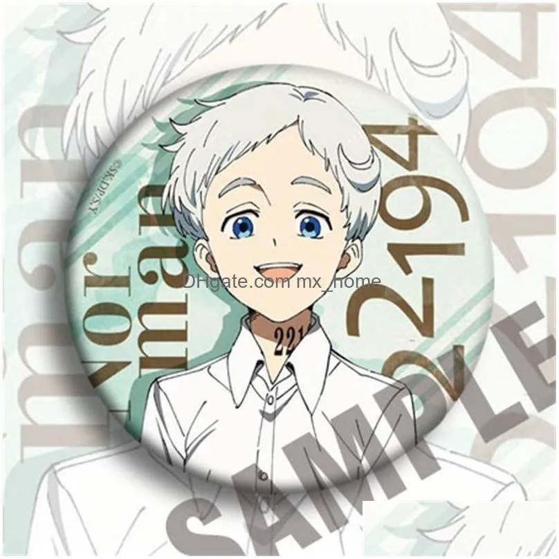 pins brooches 12pcs anime japan cartoon the promised neverland cosplay badge yakusoku no emma brooch pins backpacks button gift284y