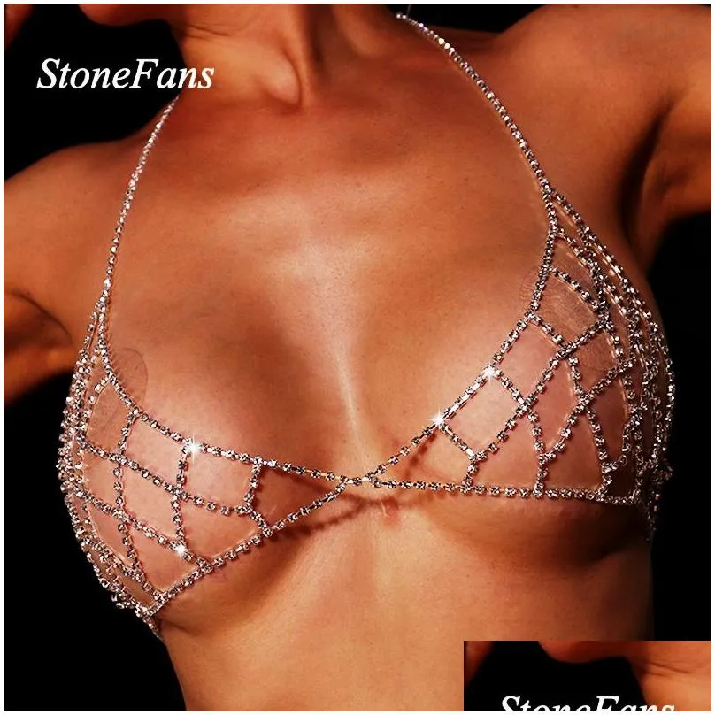 Other Jewelry Sets Stonefans Y Bikini Mesh Body Chain Bra Accessories For Women Charm Crystal Choker Necklace Christmas T200508 Drop Dh28P
