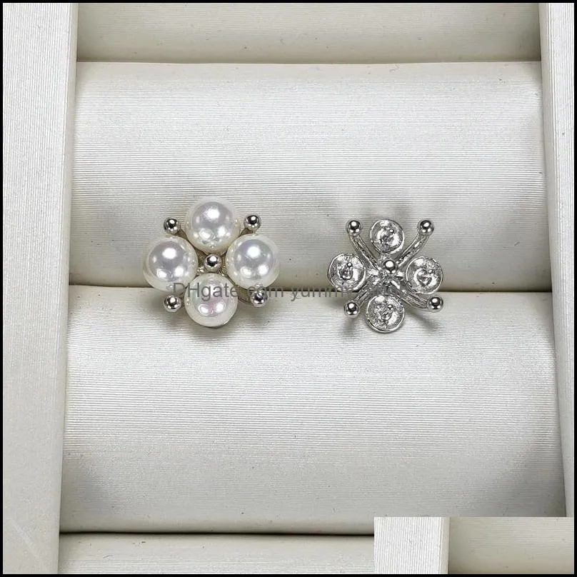 Jewelry Settings S925 Sterling Sier Earrings Diy Pearl Stud Setting For Women Girl Blank Wedding Gift 10 Drop Delivery Dhgarden Dhgxq