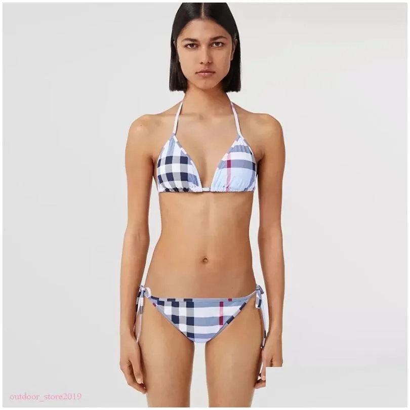 Designer Bikini Swimwear Womens Bathing Suits Summer Swimsuit Stripe Thread Head Check Pattern Set Fashion Comfortable Clothes Bikinis