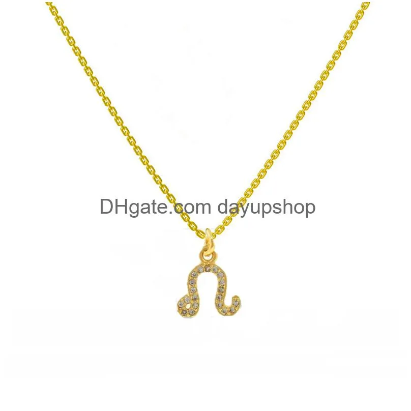 Pendant Necklaces 12 Constellation Zodiac Sign Necklace Horoscope Zircon Stainless Steel Jewelry Galaxy Libra Astrology Gift With Reta Dh5Yc