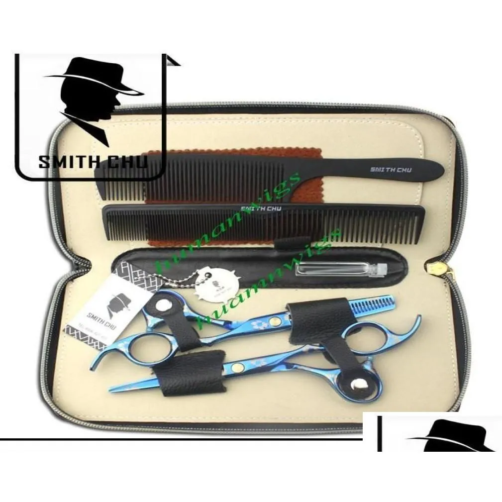 Human Hair scissors 60 INCH Cutting Thinning shear suit Blue sakura pattern SMITH CHU JP440C NEW LZS00095934785