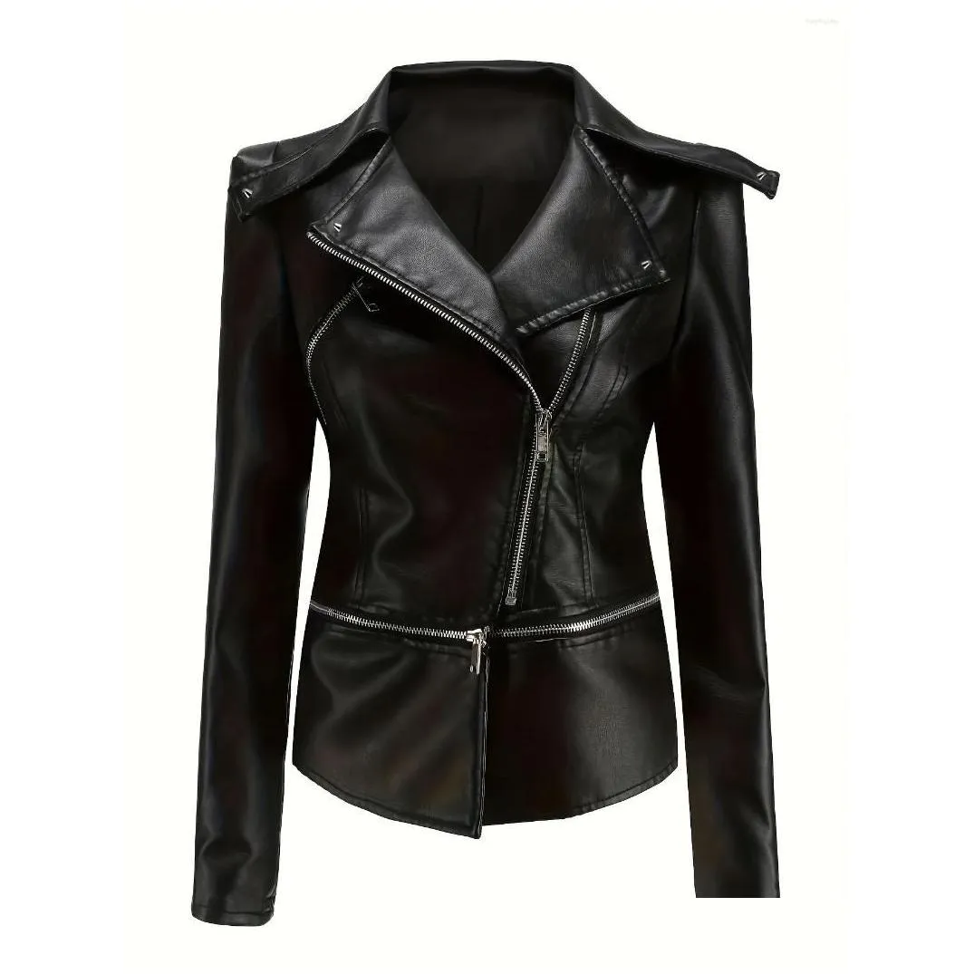 Women`s Jackets Womens Leather Coats Autumn And Winter Motorcycle Jacket Coat Two Wear Zipper