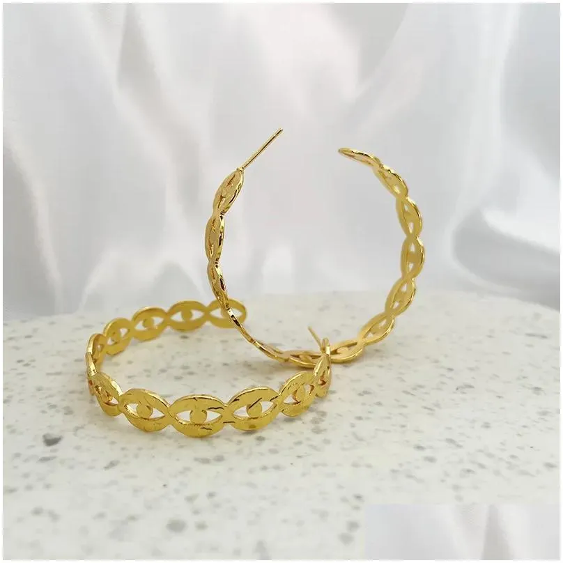 Hoop Earrings 40mm Trendy 18K Gold-Plated Charming Eye Shape For Women Fashion Elegant Luxury Ear Jewelry Accessories Party